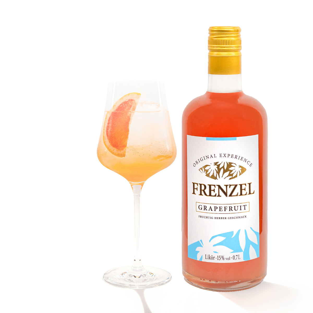 Likör FRENZEL Grapefruit – erfrischender Aperitif mit Grapefruit, ideal für Sommerabende & Cocktails, 15 % vol., 0,7L Flasche.