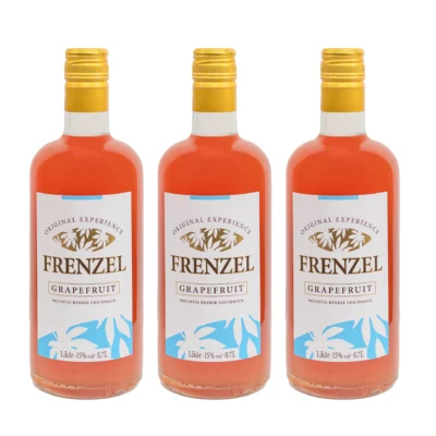 Drei Flaschen Likör FRENZEL Grapefruit 0,7l - fruchtig-herber Premium-Aperitif Vorteilspack aus echten Destillaten ohne künstliche Zusätze